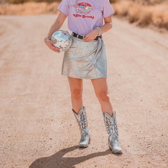 CHASING UNICORNS La Isla Bonita Leather Wrap Mini Skirt - Picture 2 of 10